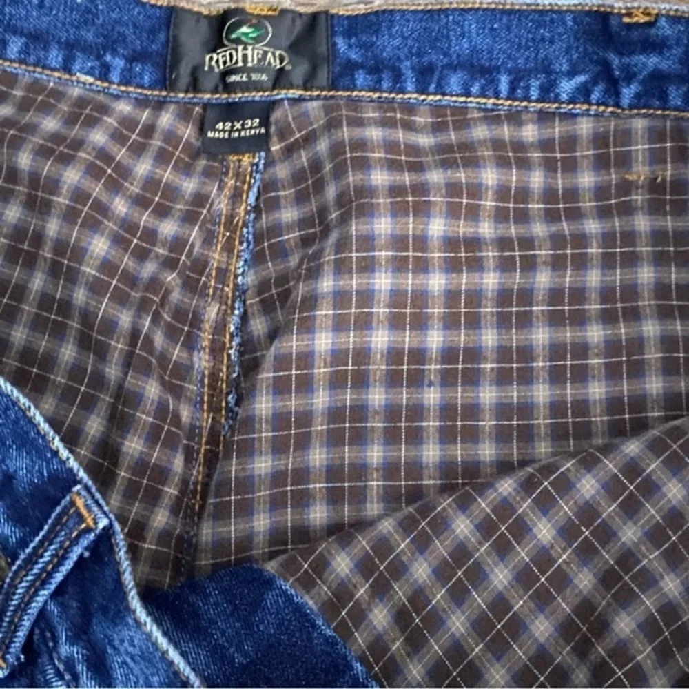 RedHead Jeans Mens Size 42X32 Flannel Lined Blue New‎ Button Fly Zip